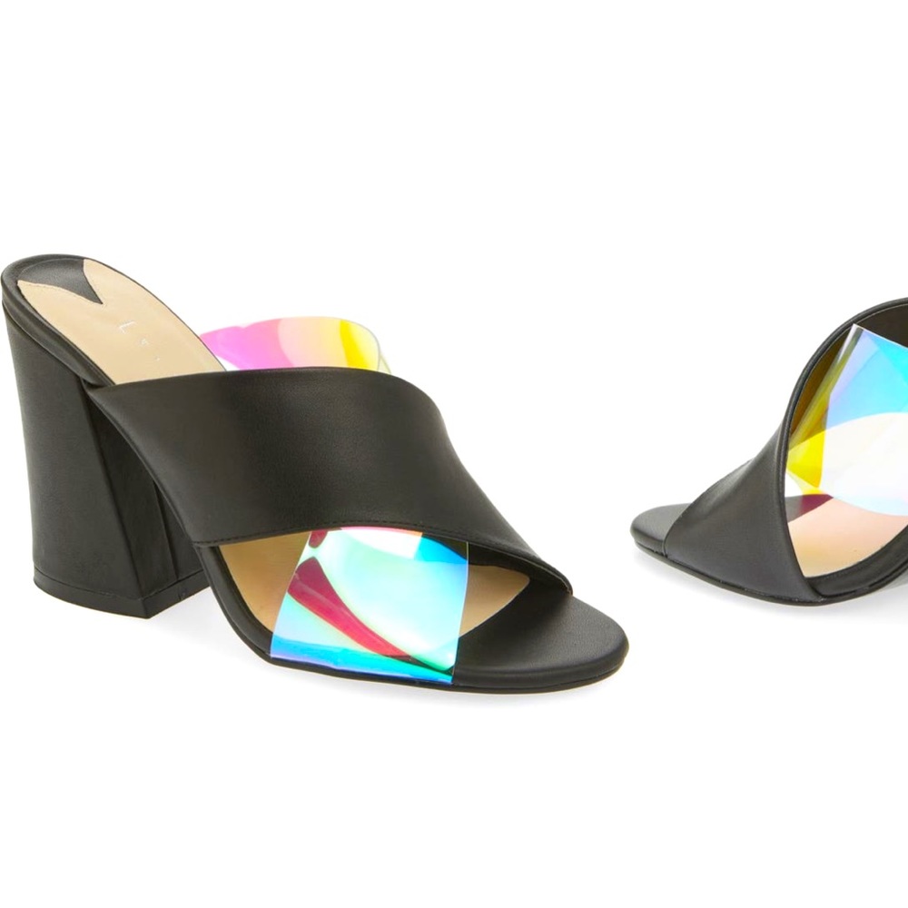 Leith Translucent and Leather Block Heeled Sandal